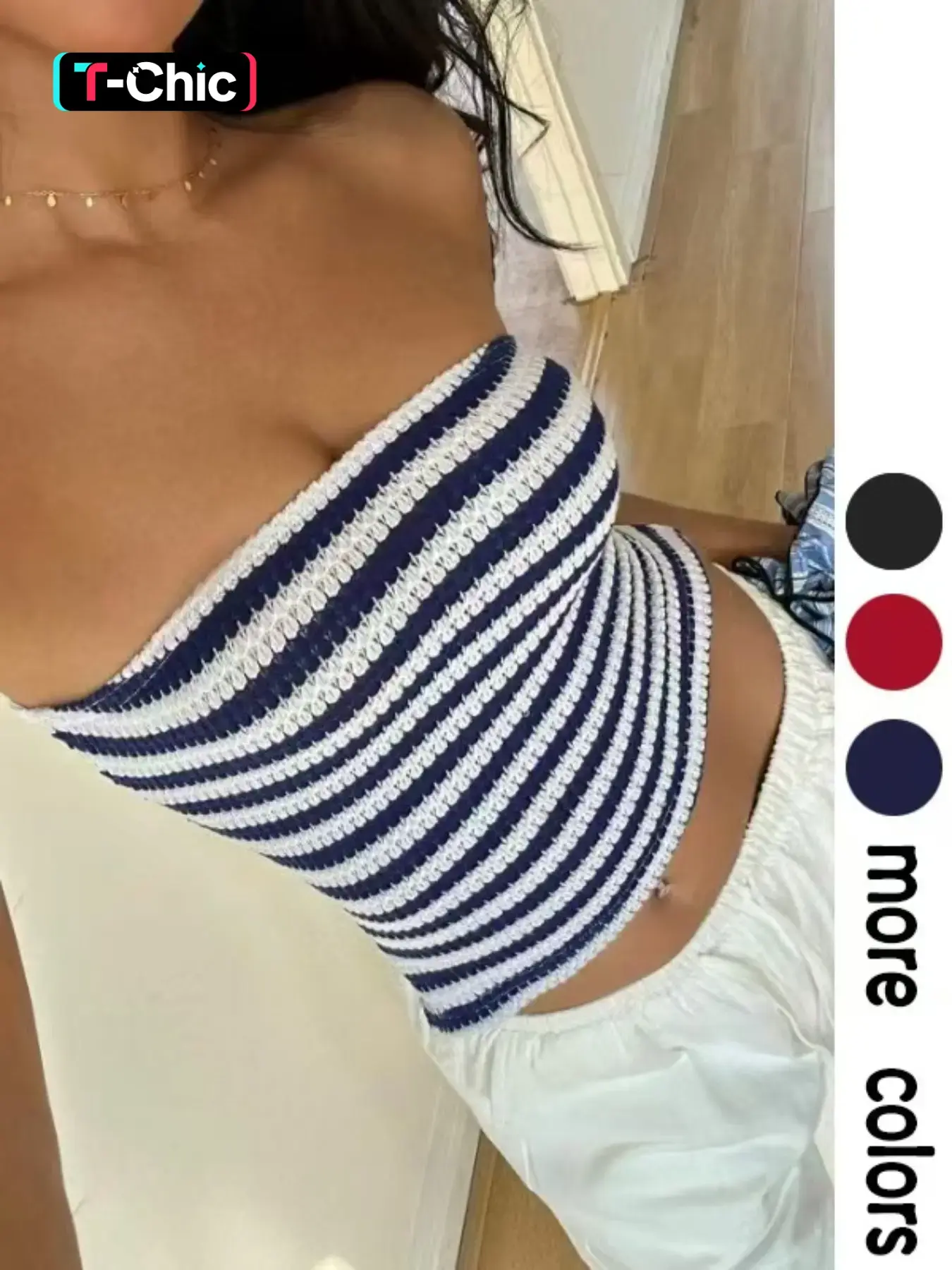 Women's Striped Pattern Tube Top, Casual Cropped Top for Summer, Fashion Women's Top for Daily Wear, Cropped Tank Top, Bandeau Cropped Tops, Cropped Sleeveless Vest, Sleeveless Knitted Tank