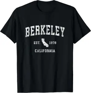 100% Cotton Fashion Garment Berkeley California CA Vintage Distressed Sports Design T-Shirt