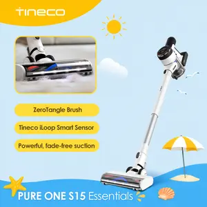 TINECO PURE One S15 Essentials Smart Cordless Stick Vacuum Cleaner - Powerful Fade-Free Suction, 4X Longer Runtime, Anti-Tangle Brush, LED Headlights for Multi-Surface & Pet Hair Cleaning