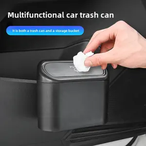 Car Trash Can with Dual Compartment Design, Durable Multifunctional Plastic Storage Box for Vehicle Garbage Management, Car Waste Container
