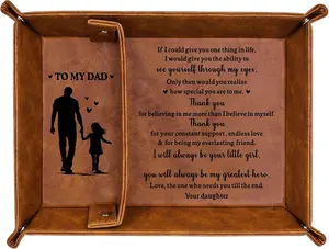 Fathers Day Dad Gifts for Dad from Daughter, Leather Tray for Dad, Birthday Gifts for Father, Best Dad Gifts from Daughter, Sentimental Gifts for Father’s Day