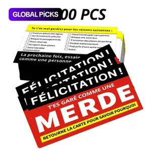 French Parking Warning Cards, 30/60/100pcs, Car Violation Parking Signs, 9x5.4cm, for Private & Public Spaces, Disability & Welfare Parks #GLOBAL PICKS