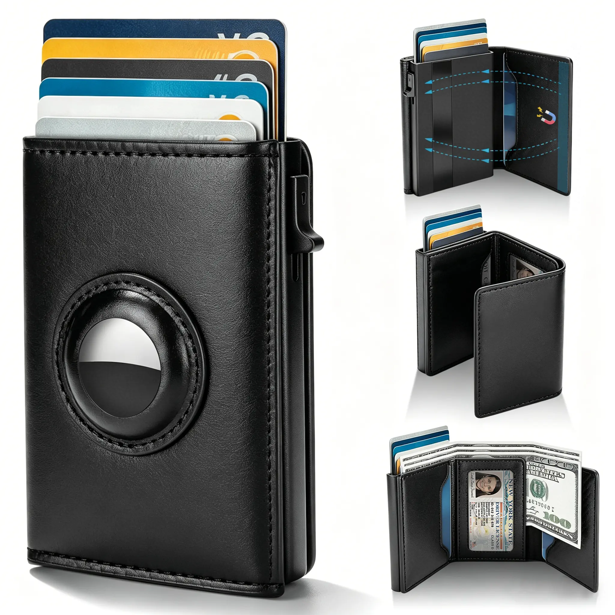Leather Wallet for Men, Slim Bifold Business Minimalist Wallet, RFID Blocking Card Holder with ID Window Cash Pocket, 6-9 Card Capacity, Portable Purse, Graduation Gift for Guys, Leisure Outdoor Daily Carry, Credit Card Holder, Rfid Card Slots