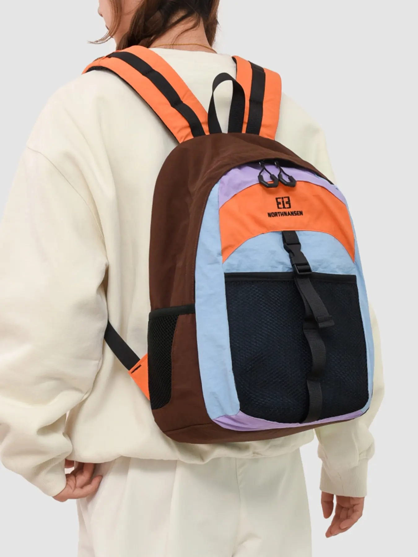 1PC Men's backpack with solid color zipper closure, fashionable and versatile, simple and suitable for daily commuting, outdoor travel, business trips, camping, suitable for students, campus, men's backpack