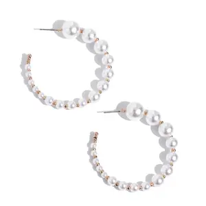 White Hoop Earrings