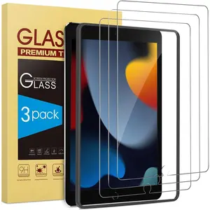 3 Pack Screen Protector for iPad 9th 8th 7th Generation 10.2 inch, Tempered Glass Compatible with iPad 9 8 7 (2021 2020 2019 Model)