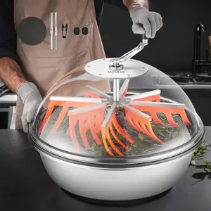 VEVOR Bud Leaf Bowl Trimmer, 24 in Manual Bud Trimmer, with Sharp Stainless Steel Blades, Visual Cutting, Wet Dry Hydroponic Cutting Machine, Twisted Spin Cut for Plants Leaves Buds Flowers