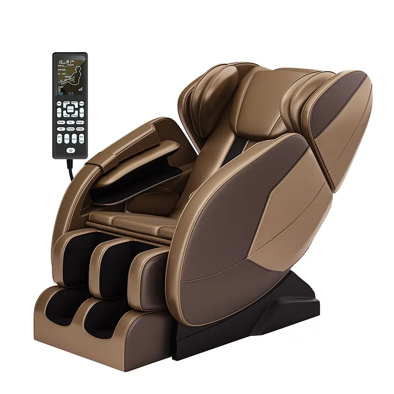 Real Relax 2024 Full Body Massage Chair - Brown Recliner Massage Machine with Zero Gravity, 6 Automatic Modes, Bluetooth Speaker, Heating Function for Comfort