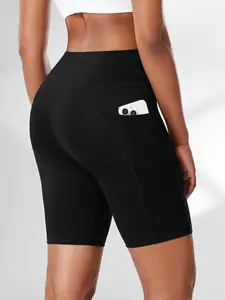 Seamless Solid Color Yoga Shorts - Ultra-Soft Moisture-Wicking Fabric, High-Waist Tummy Control - Squat-Proof Design for HIIT, Barre & Lounge
