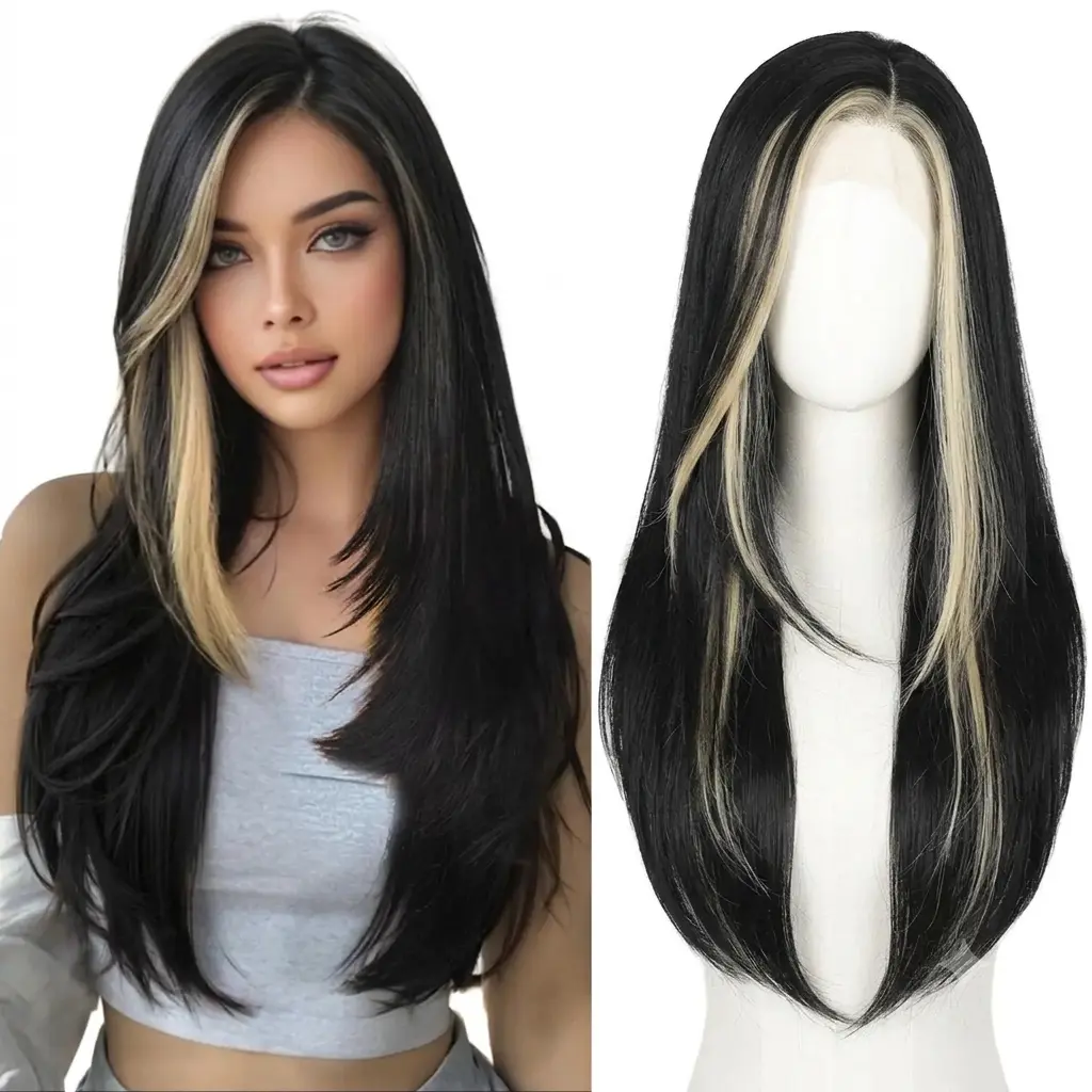 AISI HAIR Glueless Synthetic Lace Front Wig 26 Inches Pre Plucked 13x5 Straight HD Lace Wigs for Women Daily Party Use Lace Closure Wig Hand Tied Wig Beginner Friendly Wig lace