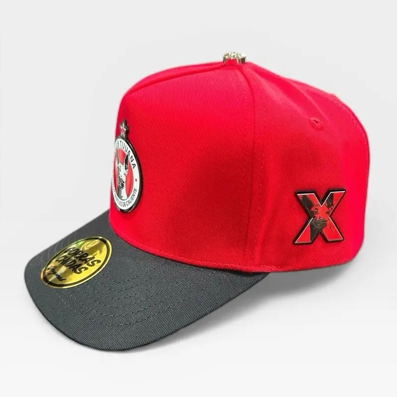 Reb/Black Tijuana Fashion Snapback Hat - High-Quality License Plate Emblem, Adjustable Flatbill Snapback Cap for Men/Women, Soccer Graphic Hat