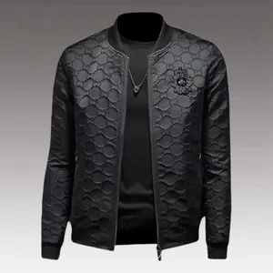 Oversized Men's Spring and Autumn Business Casual Jacket  Thin Badge Embroidery Baseball Collar Jacket Slim Fit Long Sleeve Black Jacket Casual Retro School Style Streetwear Set Men's Jacket Business Casual Jacket Men's Clothing