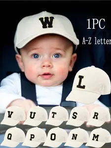1pc Solid Color A-Z 26 Letters Classic Soft Baby Baseball Cap, Suitable For Infant Baby Toddlers Newborns Boys Girls , Snapback Cap Sun hat,Spring/Summer/Autumn/Winter