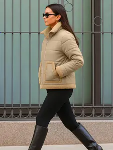 URBAN BUCK Premium Lightweight Puffer Jacket Womens - Water-Repellant Quilted Down Insulated & Fur Hooded Winter Jackets for Women - Alpine Cozy Sherpa Trim Jacket Snow Jackets