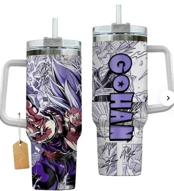 Gohan 40oz 20oz Tumbler With Handle And No Handle Stainless Steel Tumbler, Beast Form Tumbler, The Saiyan Warrior Tumbler, Anime Tumbler Gift, Iced Coffee Tumbler, Dragon-Inspired Drinkware, Gift for Otaku & Anime Fans