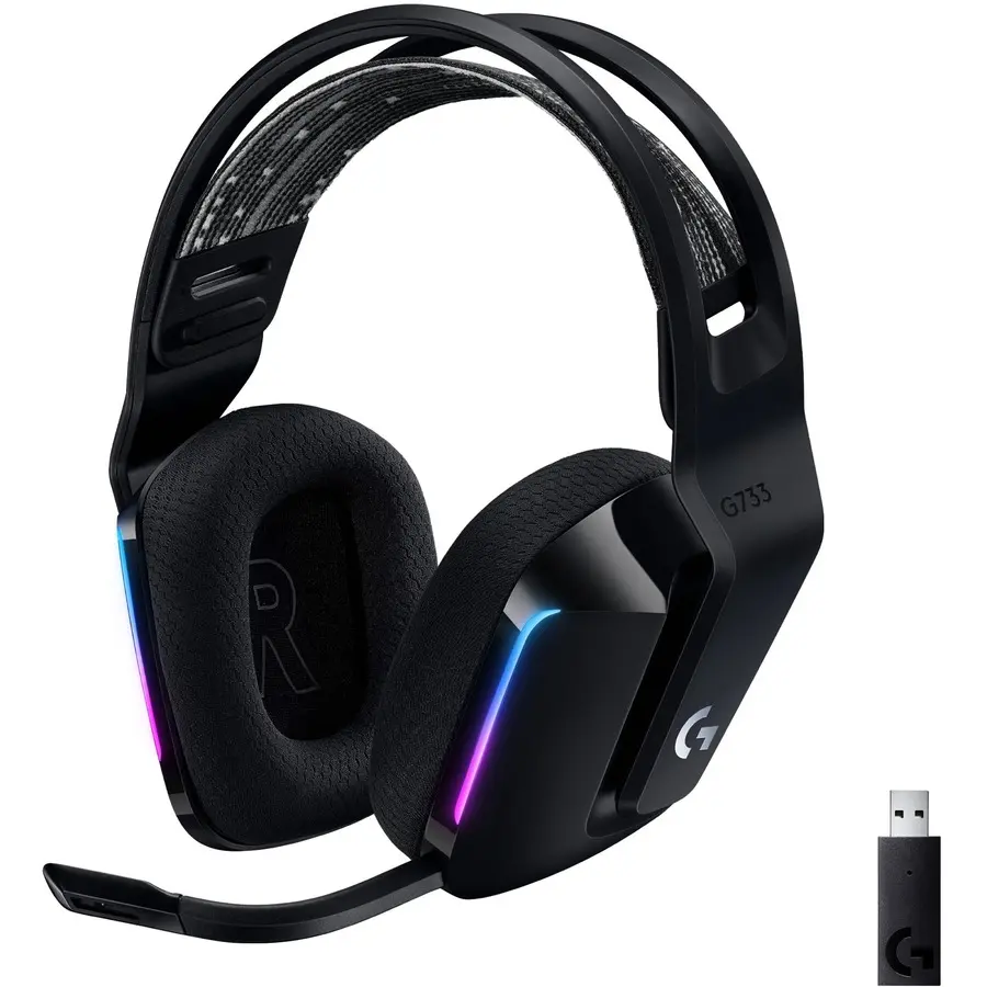Logitech G733 Wireless RGB Over-Ear Gaming Headset, Black 981-000863