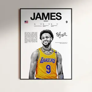 Bronny James Poster, NBA Wall Print, Basketball  NBA Poster Print, Sports Home Decor, Los Angeles Lakers Poster, NBA Gift