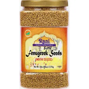 Rani Fenugreek (Methi) Seeds Whole 80oz (5lbs) 2.27kg Bulk PET Jar, Trigonella foenum graecum ~ All Natural | Vegan | Gluten Friendly | Non-GMO | Kosher | Indian Origin, Used in Cooking & Ayurvedic
