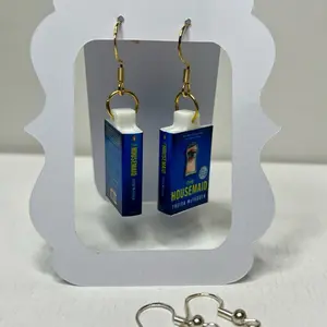 Custom Mini Book Earrings - Unique Hook Earrings for Book Lovers - Personalized Literary Jewelry