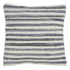 SARO 4873.DN18S 18 in. Genes Square Striped Denim Chindi Down Filled Throw Pillow - Denim