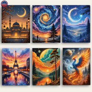 Paint by Numbers Kit for Adults Beginners DIY Paint By Numbers Kit Framed & Unframed Easy Painting for All Ages Gift Box with BrushesOil Painting Kit DIY Canvas PDainting  Birthday  Mother's Day Christmas  Halloween Gift Starry Sky Theme Painting
