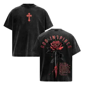 Vintage Washed God Inspires Rose Sword Hoodie & T-Shirt, Oversized Pump Cover Tee for Men Workout Training Top, Christian Gym Hoodie with Isaiah 53:5 Bible Verse, Faith Athletic Graphic Tee