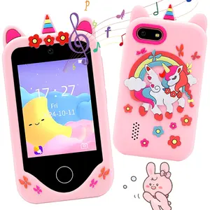 2.8" Kids Learning Toy Phone with 32GB Card, Unicorn Silicone Case, Anti Drop Design, with English Spelling & Fun Games, Best Educational Gift for Christmas & Birthday