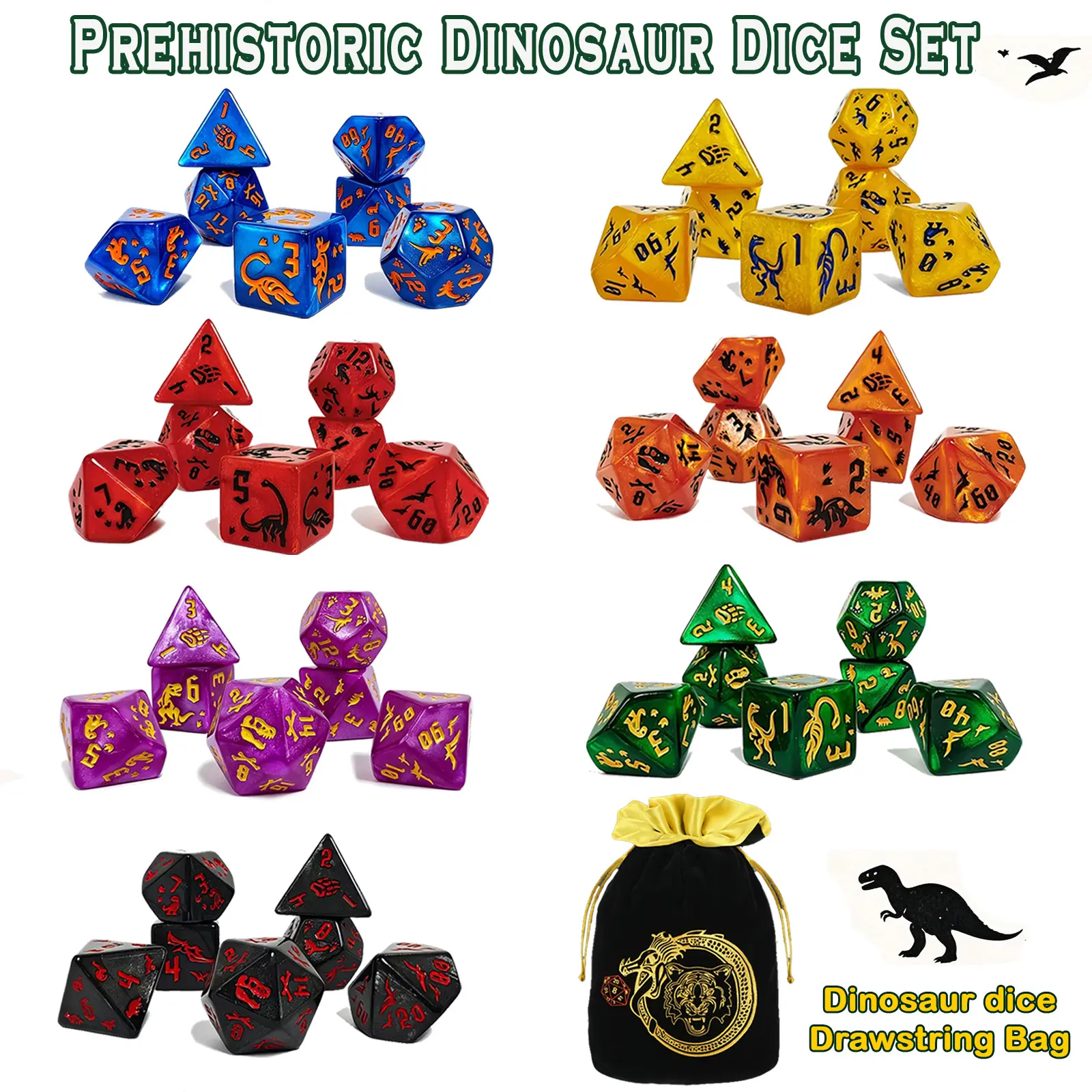 CIARAQ Various Styles Acrylic DND Polyhedral Dice Set (with Bag or Tray) - Durable, Water-Resistant, D4,D6,D8,D10(22mm*25mm),D12,D20, 14+ Years, Choking Hazard Small Parts, Roleplay Accessories for DND/RPG Games, Great Collection & Gift for DM Dice Goblin