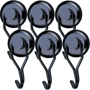 110 LBS Magnetic Hooks Heavy Duty for Cruise Cabins Refrigerator Fridge Hanging Grill Tools Purse Magnet Hooks Strong Magnets with Hooks Black Magnetic Hook Hanger Swing for Kitchen Classroom Elefama