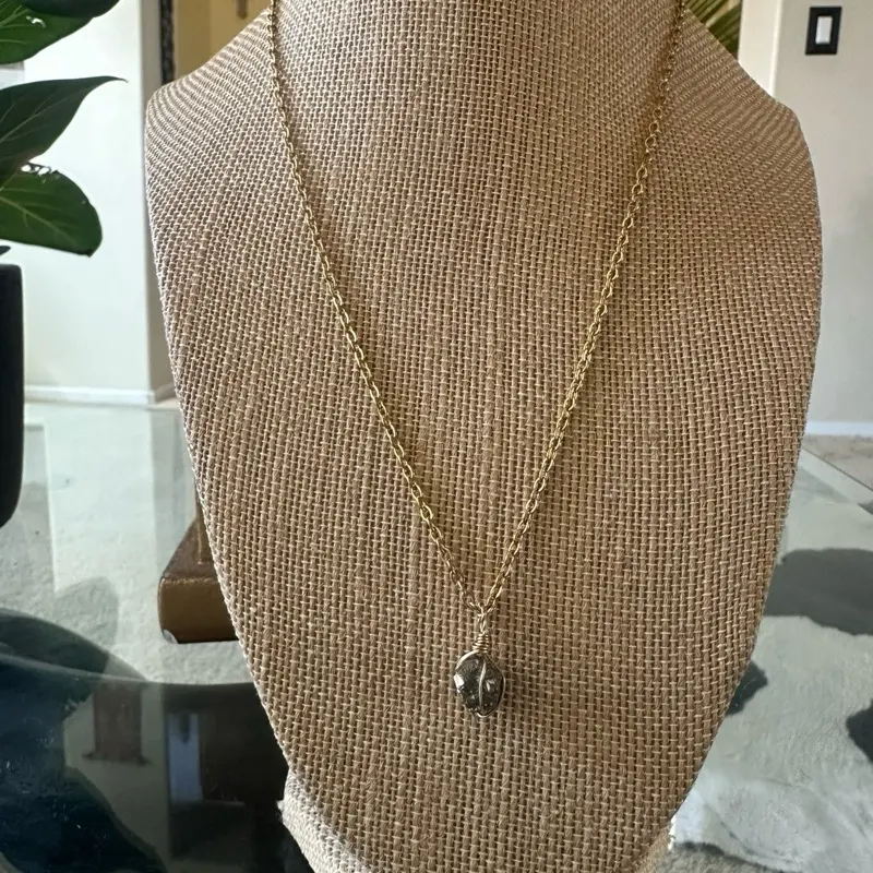 Pyrite Prosperity Necklace with 14k gold plated stainless steel chain
