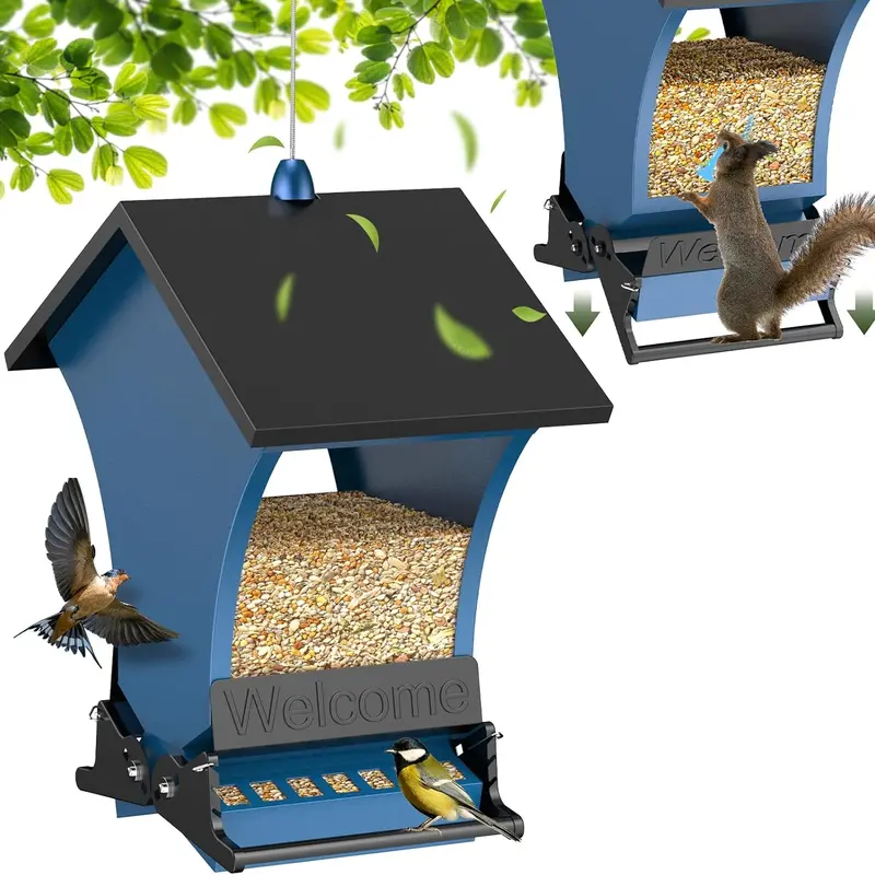 Wildpark Squirrel-Proof Hanging Bird Feeder - Durable, Vibrant Orange Outdoor Hanging Feed Dispenser - Ideal for Cardinals, Chickadees - Perfect Gift for Bird Lovers, Bird Feeders For Outdoors Hanging, Feed Dispenser Bird Feeders