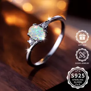 925 Sterling Silver Female Ring Inlaid Opal, Suitable for Daily Wear, Party High Quality Gift, Hypo-Allergy Jewelry, Symbolizing Beauty and Purity