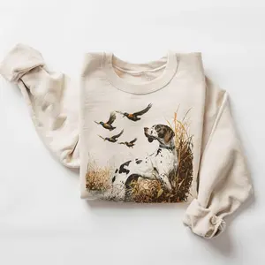 Vintage (Phuhi) German Shorthaired Pointer Dog & Mallard Ducks Sweatshirt - 90s Vintage GSP Hunting Duck Outfit - Boho Unisex Adult  T-shirt
