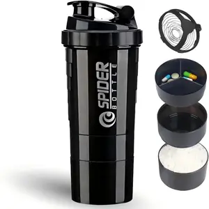 Portable Protein Shaker Cup, Three-Layer Detachable Design, BPA-Free Leak-Proof, Multiple Colors Available, Ideal for Gym Use, Protein Shaker Bottle
