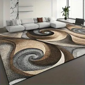 Soft Thickened Area Rug, Modern Minimalist Abstract Swirl Pattern  Carpet, Available In Brown, Gray, Beige, Machine Washable, Soft And Comfortable, Lightweight, Suitable For Bedroom, Living Room, Office, Indoor Game Room, Cloud-Like
