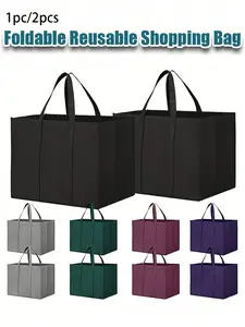 Reusable Foldable Shopping Bag, Durable Grocery Basket, Leak-Proof Cart Handle Bag, Large Capacity, Ideal for Shopping & Travel