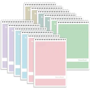 12 Pack Steno Pads 6x9, Gregg Rule, 60 Sheets, 6 Assorted Color Spiral Notebook 6x9, White Paper, Take Notes with Top Spiral Notebook, for School, University, College, Work, Office