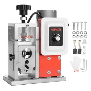 fathersdaygift VEVOR Electric Wire Stripping Machine, 0.06-1.57 in, 400W Automatic Motorized Cable Stripper, 9.84 IPS (15 m/min) Wire Peeler with Blades, V-Shaped Rollers, Cooling Fan, for Scrap Copper Recycling