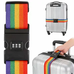 Luggage fixing straps, thick and durable luggage straps, suitable for all types of suitcases, essential for Christmas and Halloween, luggage tag labels, essential for travel, adjustable luggage strap, with password lock