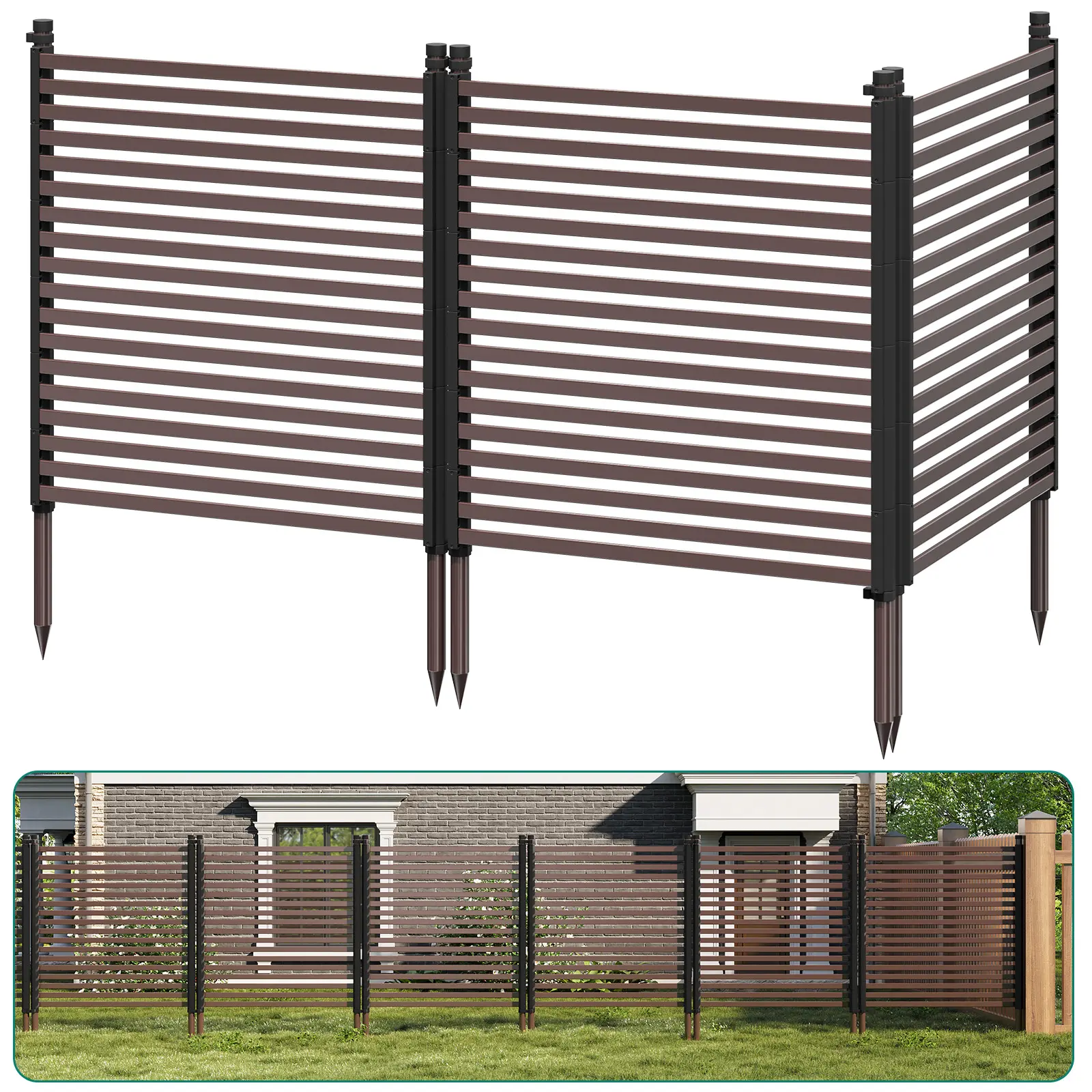 Outdoor Privacy Screen, 3-Panel No Dig Metal Barrier for Animals,Rustproof Outdoor Decorative Fence for Flower Beds,Patio,Backyard,Vegetable Gardens, Heavy Duty, Weatherproof