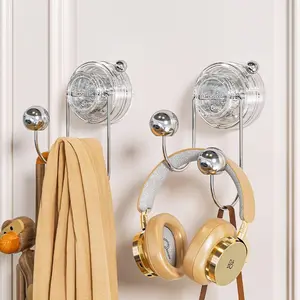 Suction Cup Hooks  Multi-Function Suction Cup Hooks No Punching for Hanging Clothes Hat Towel Strong Load Bearing Removable and Reusable(Gray Double Hook)