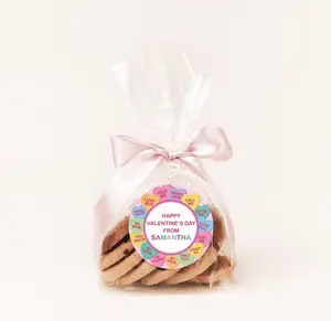 Candy Hearts Valentines Day Stickers, Personalized Valentine Round Stickers - Classroom Valentines Labels for School