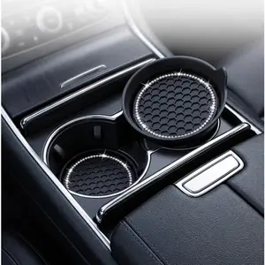Bling Car Cup Coasters 2 Pack – Non-Slip Crystal Drink Holders, Car Interior Accessories, Anti-Slip Car Coaster