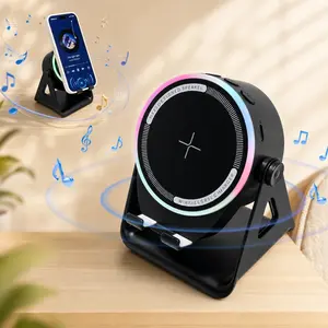 【FathersDayGift】Wireless Bluetooth Induction Speaker,Phone Speaker Amplifier with Colorful Lights,Portable Phone Stand,Compatible iPhone 17,16,15,14,13,12,11,Portable Desktop Stand Gift for Home, Shower, Outdoors,Travel,300° Rotation Stand,SummerWins fath