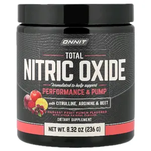 ONNIT Total Nitric Oxide Dietary Supplement, Harvest Fruit Punch Flavor, with Citrulline, Arginine & Beet for Fitness Performance & Pump, 8.32 oz