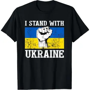 Support Ukraine I Stand With Ukraine Ukrainian Flag T-Shirt RMRBS