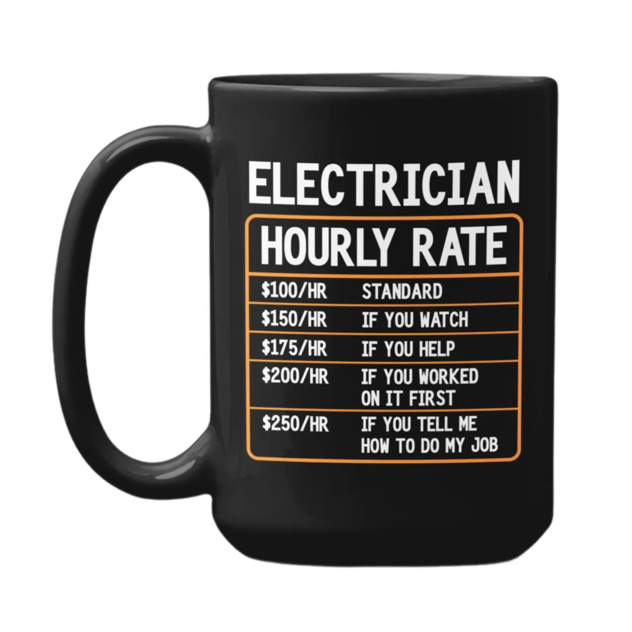 Electrician Hourly Rate Mug, Funny Electrician Gift, Electrician Mug, Electrical Cup Gift Idea, New Electrician Dad Birthday Present, 11 15oz Ceramic Cup