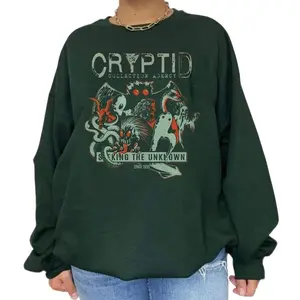 Cryptid Collections Sweatshirt, Cryptozoology Shirt, Vintage Horror Monsters Crewneck, Spooky Monster Shirt, Dark Aesthetic Streetwear