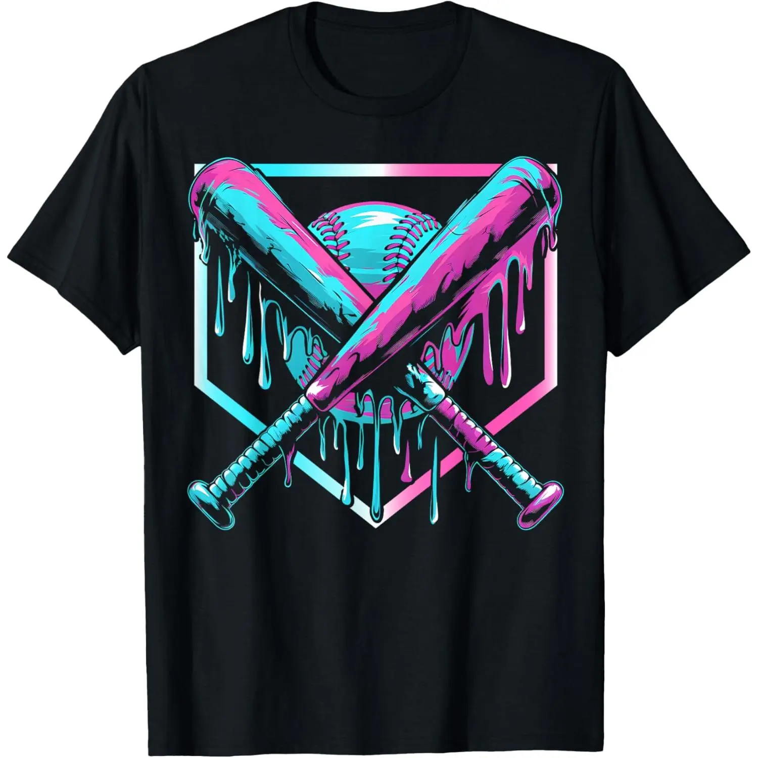 Baseball Drip For Ice Cream Drip  Baseball T-Shirt classic cotton tee short sleeve shirt shirts men graphic tees,men's graphic tees, T-Shirt for Men, cotton casual T-Shirts