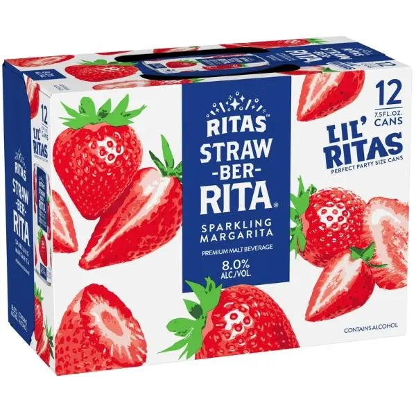 Rita's Sparkling Strawberry Straw-Ber-Rita Margarita – 12 Pack, 7.5 fl oz Aluminum Cans, 8% ABV